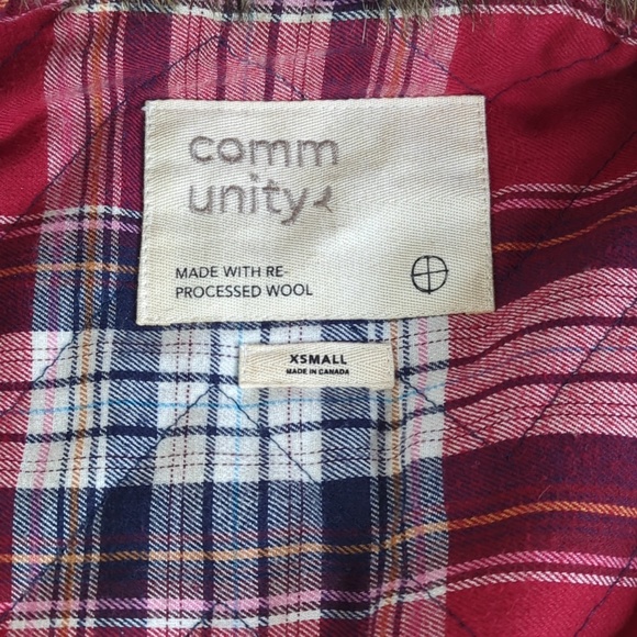 Aritzia Community Black Wool Winter Coat with Faux Fur Collar XS - Picture 7 of 16